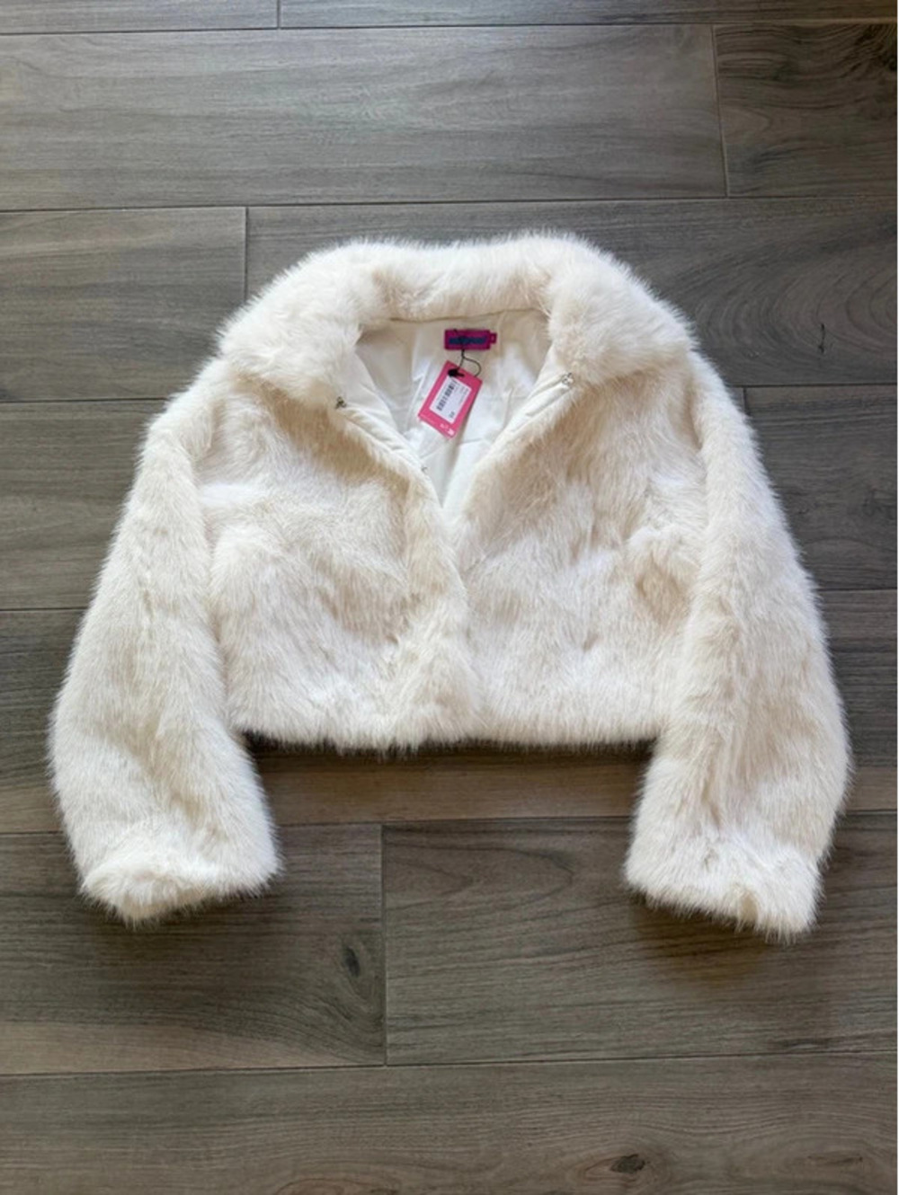 Edikted White Faux Fur Jacket XS